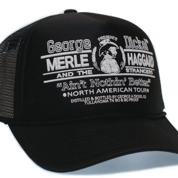Other - Merle Haggard Solid Black Vintage Truckers Style Hat One-Size Adult Country Outl